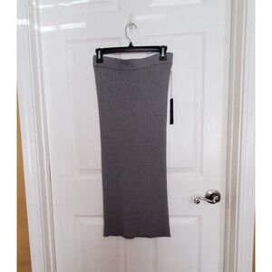 Tahari Gray Ribbed Knit Sweater Calf Length Pencil Skirt NWT MEDIUM